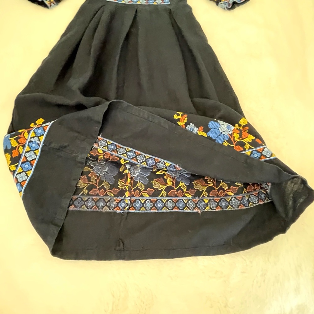Linen Gallery Navy Blue Embroidered Midi Prairie Dress - Picture 13 of 16